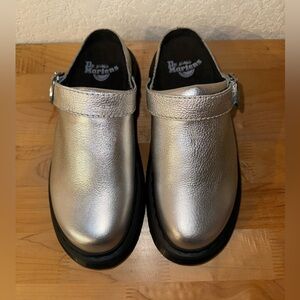 NEW Dr. Martens Laketen Slingback Womens Size 8 Metallic Silver Mule Clogs Shoes